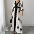 👗Robe longue imprimée à col en V élégante pour femme