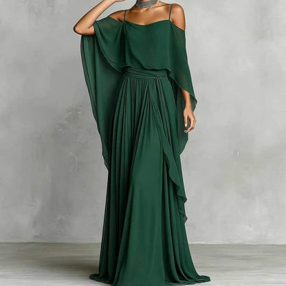 👗 Robe fluide sans manches à encolure asymétrique – design minimaliste, jupe ample et allure élégante, idéale pour les occasions spéciales et le quotidien avec élégance 🌙