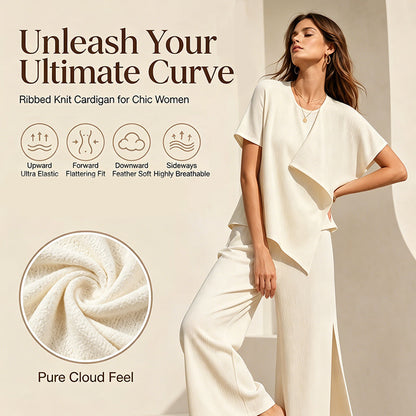 ⌛Limited-time offer-Women's Asymmetric Top & Slit Wide-Leg Pants Set