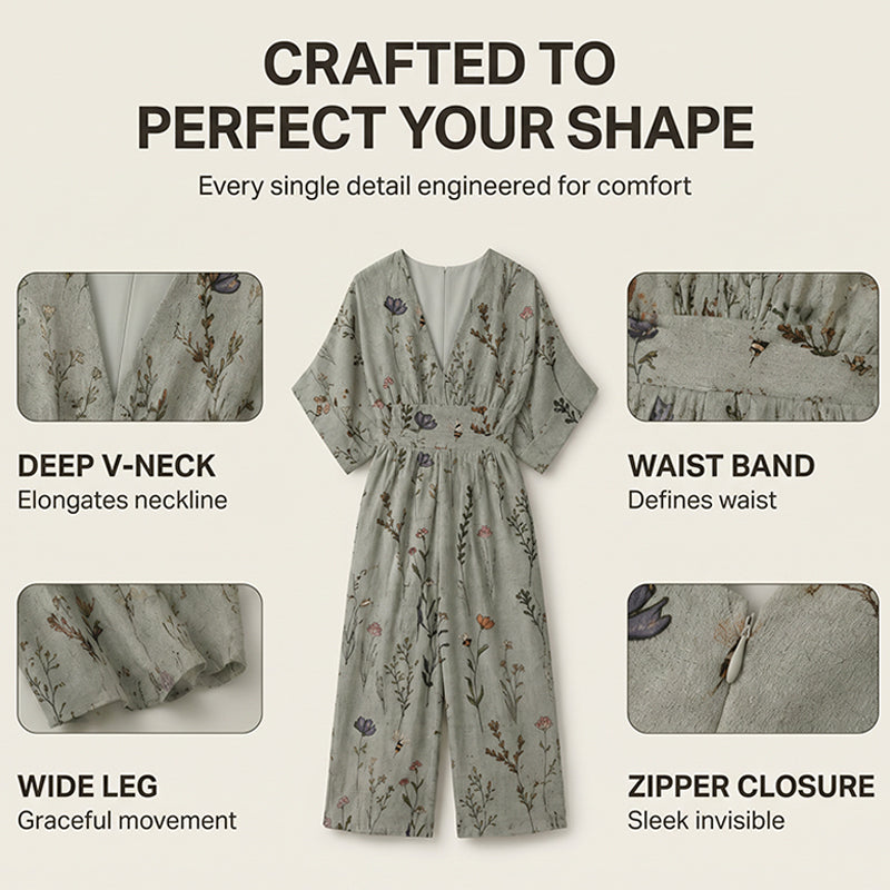 🌙 Heute um Mitternacht vorbei – verpassen Sie es nicht, sonst warten Sie ein Jahr! Damen elegantes V-Ausschnitt-Print-Jumpsuit