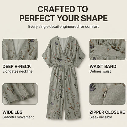 🌙 Heute um Mitternacht vorbei – verpassen Sie es nicht, sonst warten Sie ein Jahr! Damen elegantes V-Ausschnitt-Print-Jumpsuit