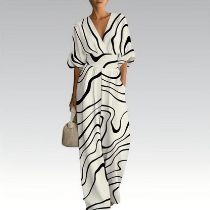 🌙 Heute um Mitternacht vorbei – verpassen Sie es nicht, sonst warten Sie ein Jahr! Damen elegantes V-Ausschnitt-Print-Jumpsuit