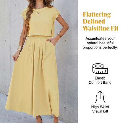 🌸New Arrivals & Best Sellers-Women's Casual Solid Color Top and Skirt Set