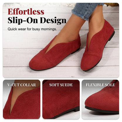 Chaussures plates à décolleté en V pour femmes