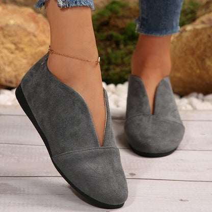Chaussures plates à décolleté en V pour femmes
