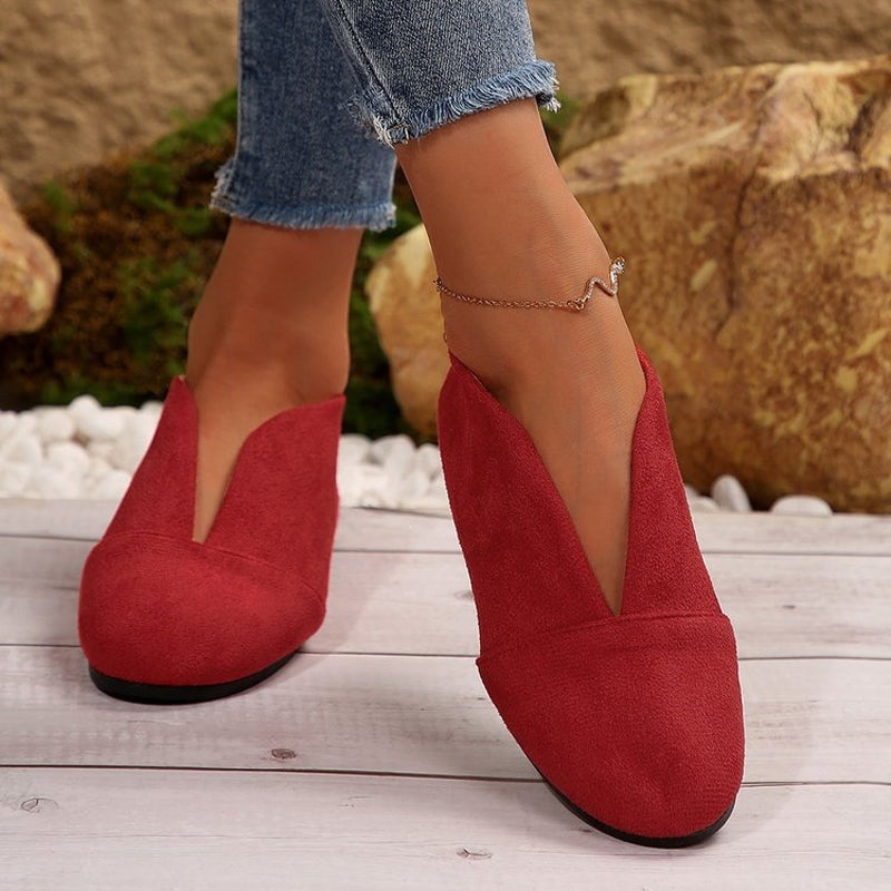 Chaussures plates à décolleté en V pour femmes