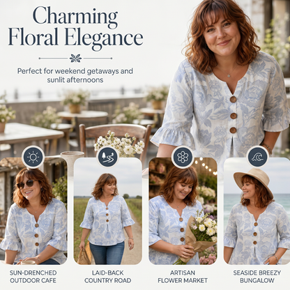 ⌛ Nur solange Vorrat reicht – danach regulärer Preis! Sommerliches Damen-Top mit Blumenmuster und Rüschenärmeln