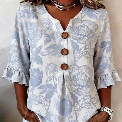 ⌛ Nur solange Vorrat reicht – danach regulärer Preis! Sommerliches Damen-Top mit Blumenmuster und Rüschenärmeln