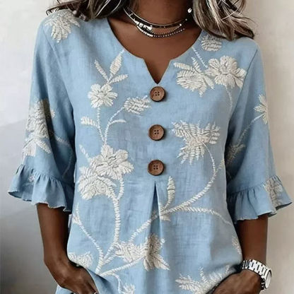 ⌛ Nur solange Vorrat reicht – danach regulärer Preis! Sommerliches Damen-Top mit Blumenmuster und Rüschenärmeln