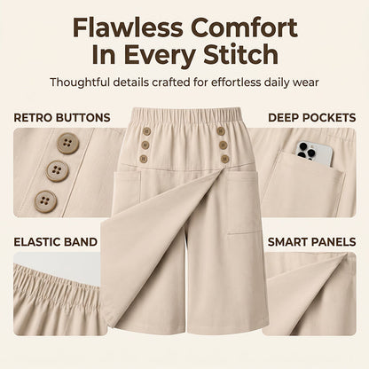 🩳 50% DE RÉDUCTION 🌸 Short asymétrique croisé pour femme, arrivant aux genoux – Tissu fluide, coupe originale & poches pratiques  ✨☀️