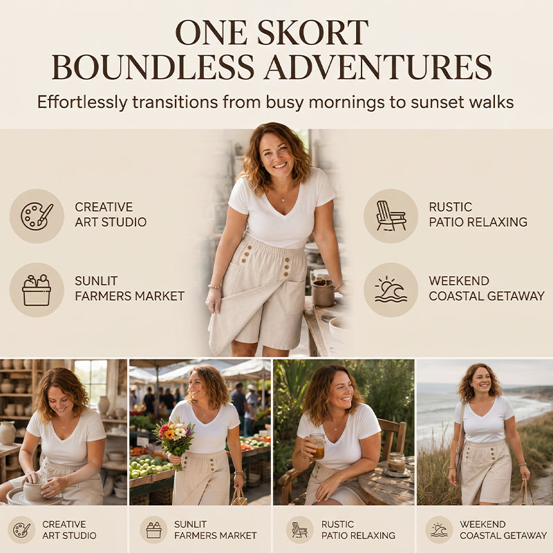 🩳 50% DE RÉDUCTION 🌸 Short asymétrique croisé pour femme, arrivant aux genoux – Tissu fluide, coupe originale & poches pratiques  ✨☀️