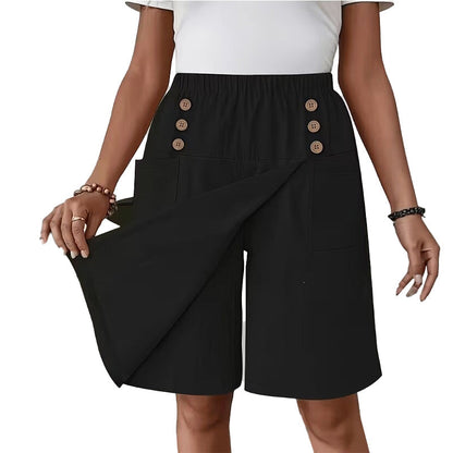 🩳 50% DE RÉDUCTION 🌸 Short asymétrique croisé pour femme, arrivant aux genoux – Tissu fluide, coupe originale & poches pratiques  ✨☀️