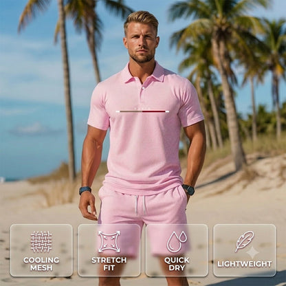 👕☀️ PROMO FLASH 50% ! Ensemble Polo + Short Homme 2 Pièces –  Col Classique, Ceinture Élastique, 10 Couleurs✨