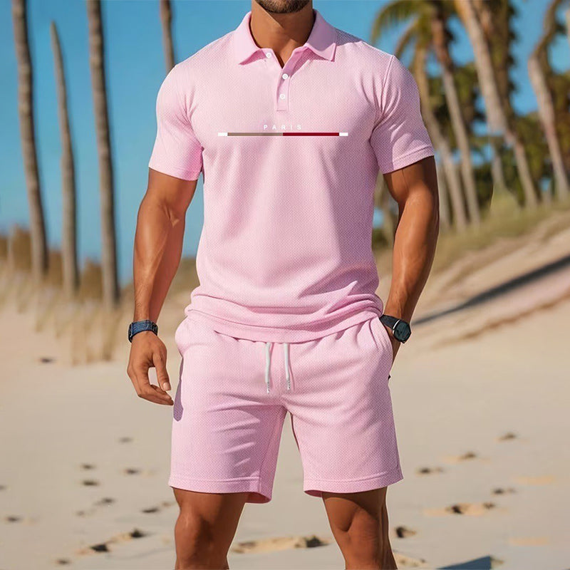 👕☀️ PROMO FLASH 50% ! Ensemble Polo + Short Homme 2 Pièces –  Col Classique, Ceinture Élastique, 10 Couleurs✨