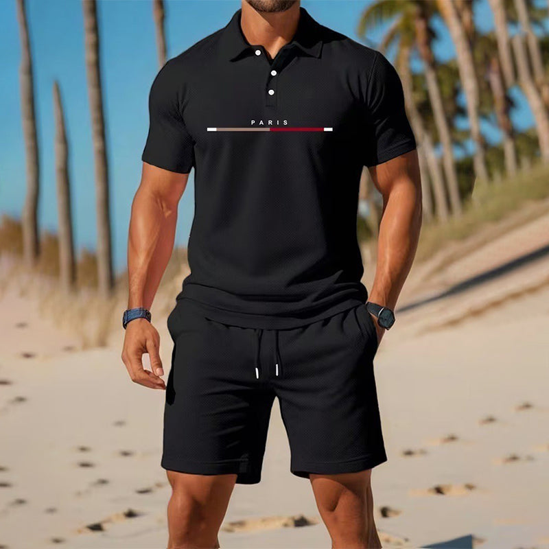 👕☀️ PROMO FLASH 50% ! Ensemble Polo + Short Homme 2 Pièces –  Col Classique, Ceinture Élastique, 10 Couleurs✨