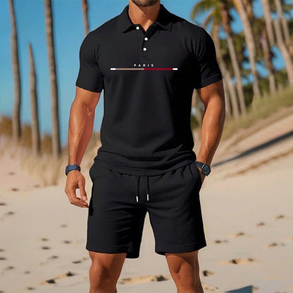 👕☀️ PROMO FLASH 50% ! Ensemble Polo + Short Homme 2 Pièces –  Col Classique, Ceinture Élastique, 10 Couleurs✨