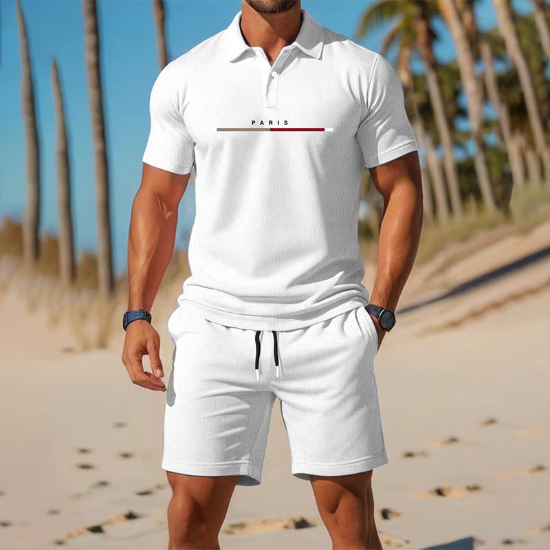 👕☀️ PROMO FLASH 50% ! Ensemble Polo + Short Homme 2 Pièces –  Col Classique, Ceinture Élastique, 10 Couleurs✨