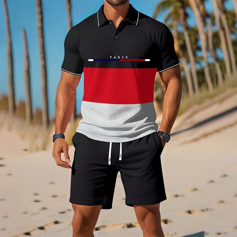 👕☀️ PROMO FLASH 50% ! Ensemble Polo + Short Homme 2 Pièces –  Col Classique, Ceinture Élastique, 10 Couleurs✨