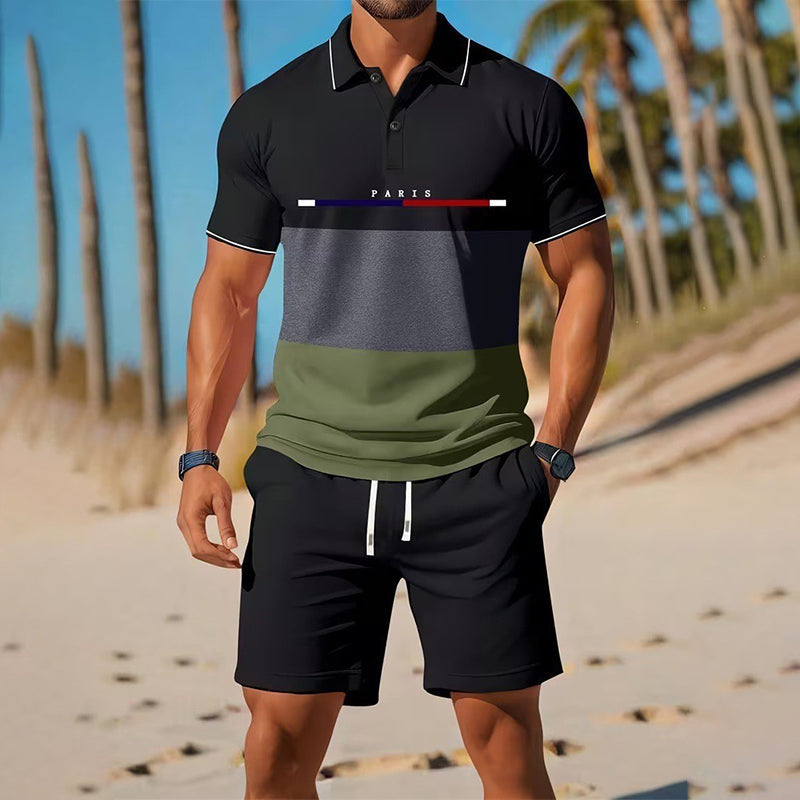 👕☀️ PROMO FLASH 50% ! Ensemble Polo + Short Homme 2 Pièces –  Col Classique, Ceinture Élastique, 10 Couleurs✨