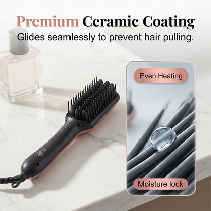 Negative Ion 2-in-1 Hair Straightener Brush