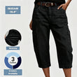 📢👖 PROMO FLASH 52% ! Pantalon Jean Court Extensible Femme – Coupe Barrel Décontractée, Taille Mi-Haute, Poches Multiples, 2 Coloris, Tailles S-3XL, Idéal Quotidien ✨