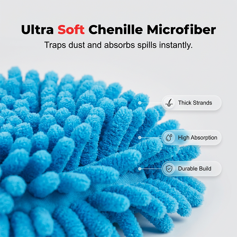 🧹 Têtes de rechange pour balai à franges rotatives en chenille – Recharges en microfibre ultra-absorbantes | Utilisation humide et sèche | Lavables en machine | Compatibles avec la plupart des balais à franges rotatives ✨