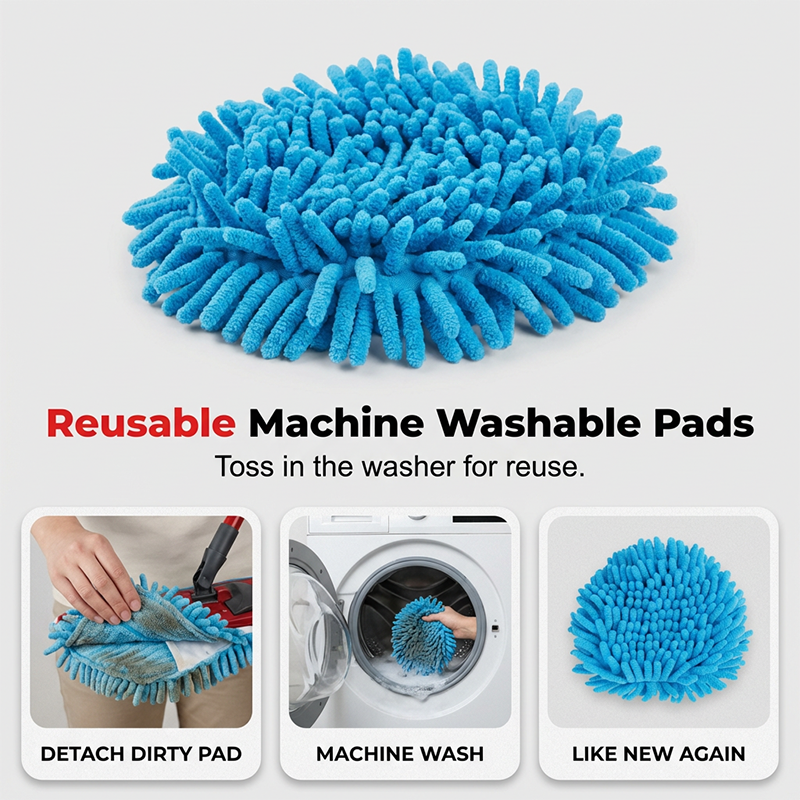 🧹 Têtes de rechange pour balai à franges rotatives en chenille – Recharges en microfibre ultra-absorbantes | Utilisation humide et sèche | Lavables en machine | Compatibles avec la plupart des balais à franges rotatives ✨