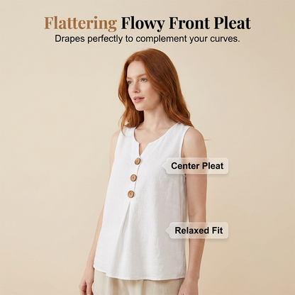 👗🌿☀️ OFFRE LIMITÉE : 50 % DE RÉDUCTION ! Débardeur sans manches en coton et lin à col V pour femme – Respirant, doux et léger – Idéal à superposer ou à porter seul par temps chaud 🌸🍃