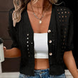 Women's Short Sleeve Hollow-Out Knit Cardigan