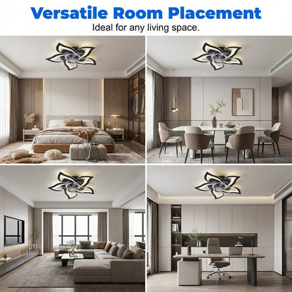 Ventilateur de plafond moderne en forme de fleur avec lumière et télécommande