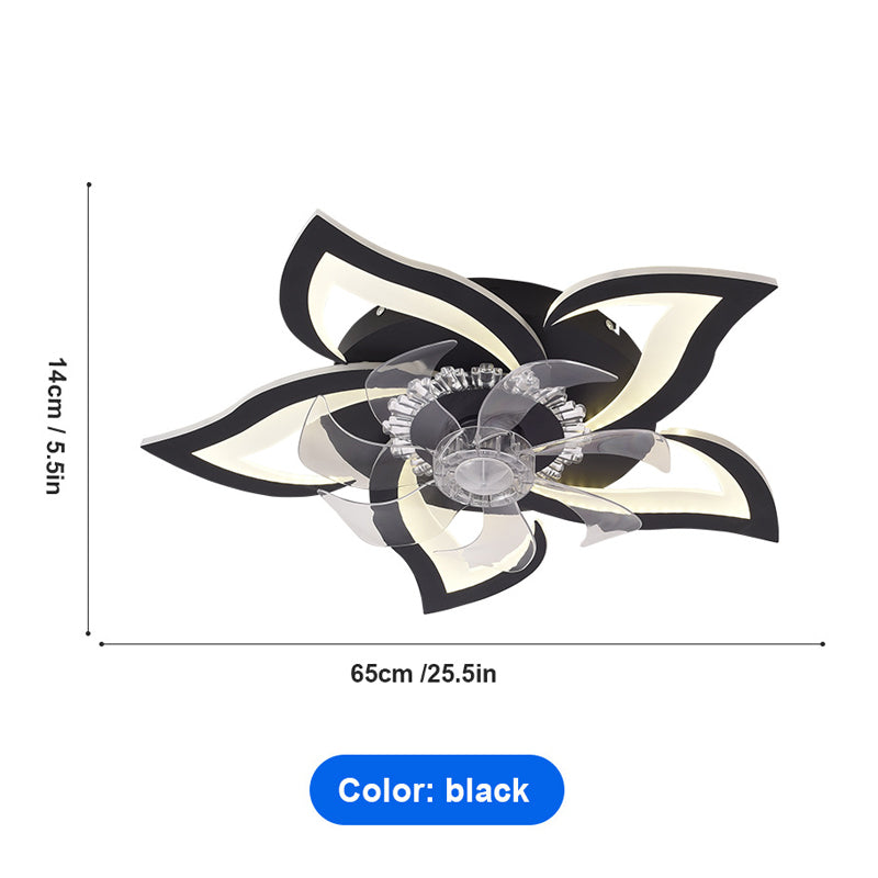Ventilateur de plafond moderne en forme de fleur avec lumière et télécommande