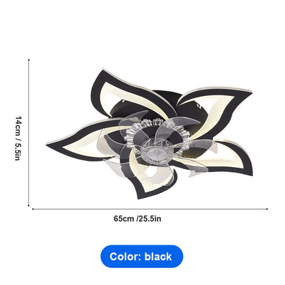 Ventilateur de plafond moderne en forme de fleur avec lumière et télécommande