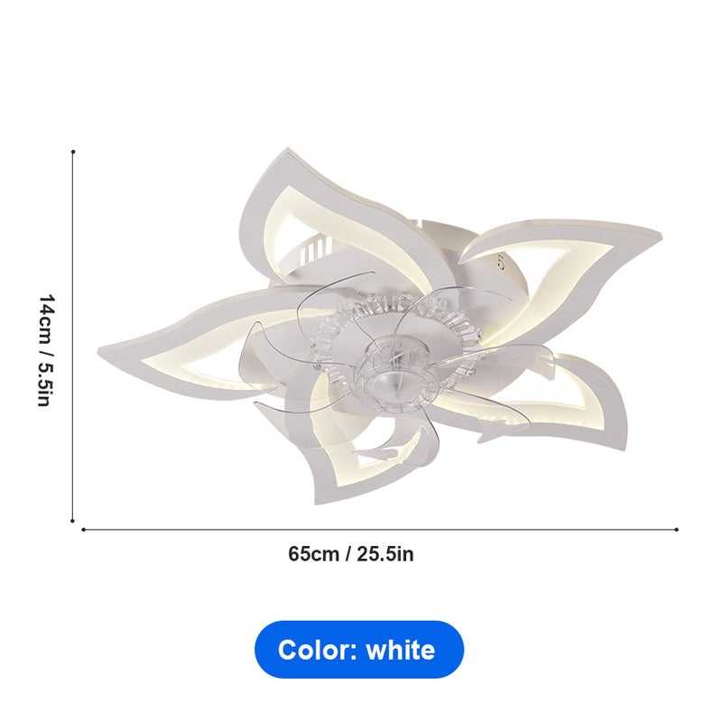 Ventilateur de plafond moderne en forme de fleur avec lumière et télécommande
