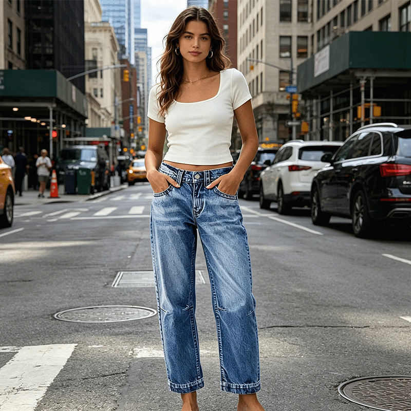 👖 Jeans femme stretch – coupe classique, confortables et polyvalents pour le quotidien, le bureau et les loisirs 🌸