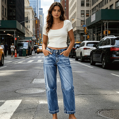 👖 Jeans femme stretch – coupe classique, confortables et polyvalents pour le quotidien, le bureau et les loisirs 🌸