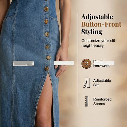 ⌛Offre à durée limitée – Robe longue en jean sans manches, col en V et boutonnée sur le devant