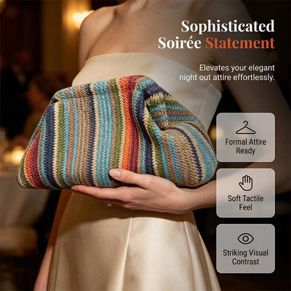 👜 Pochette pour femme à rayures tissées – élégante, polyvalente et pratique – parfaite pour les soirées, les fêtes et les occasions spéciales – un accessoire raffiné pour toutes vos tenues.
