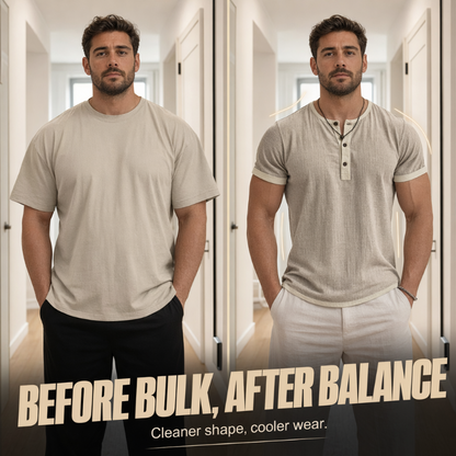 ⌛Offre à durée limitée – T-shirt Henley à manches courtes et respirant pour homme