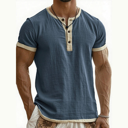 ⌛Offre à durée limitée – T-shirt Henley à manches courtes et respirant pour homme
