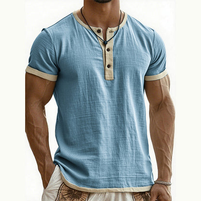 ⌛Offre à durée limitée – T-shirt Henley à manches courtes et respirant pour homme