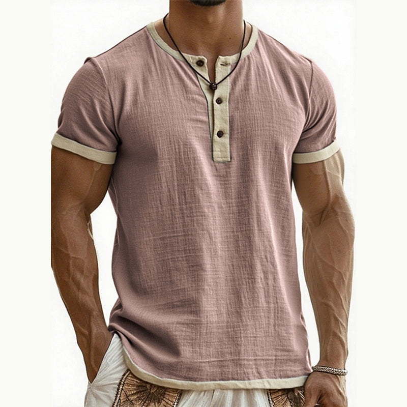 ⌛Offre à durée limitée – T-shirt Henley à manches courtes et respirant pour homme