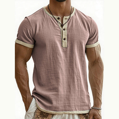 ⌛Offre à durée limitée – T-shirt Henley à manches courtes et respirant pour homme
