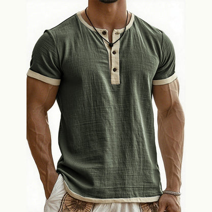 ⌛Offre à durée limitée – T-shirt Henley à manches courtes et respirant pour homme