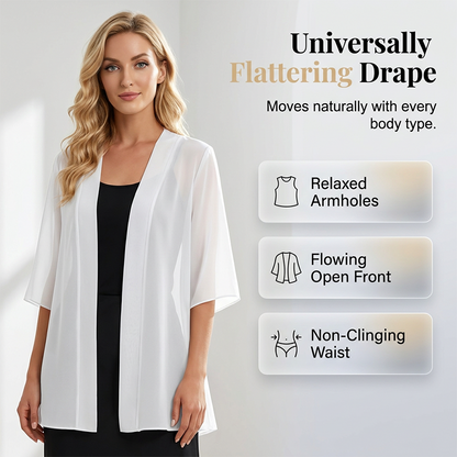 Cardigan ample en mousseline pour femme, ouvert sur le devant