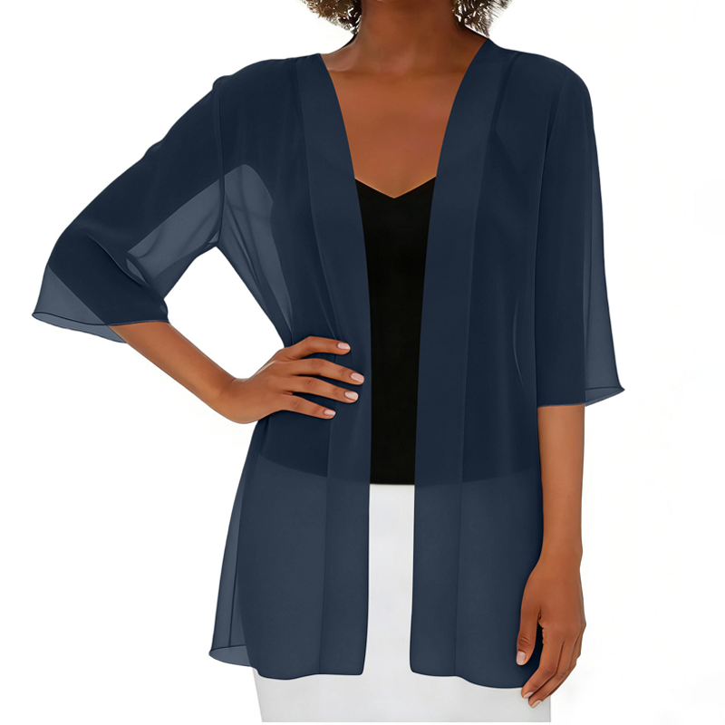 Cardigan ample en mousseline pour femme, ouvert sur le devant