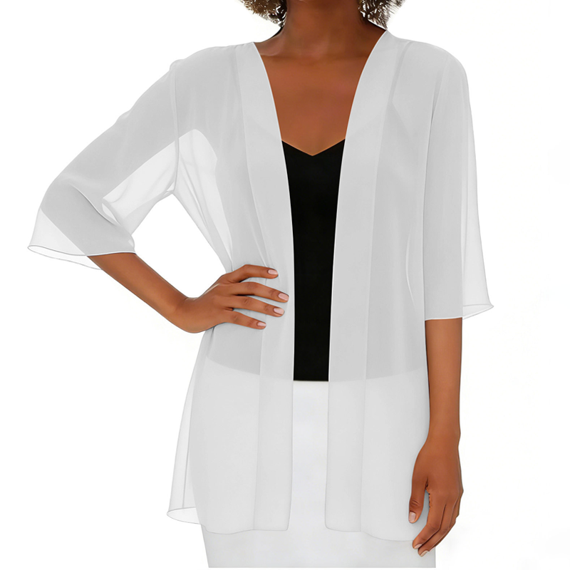 Cardigan ample en mousseline pour femme, ouvert sur le devant