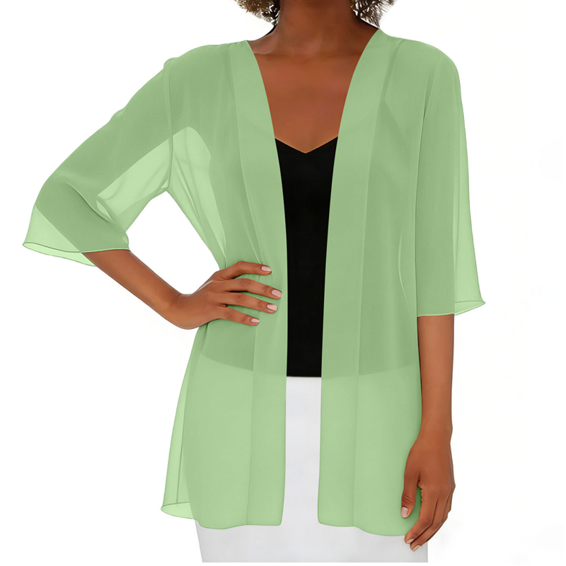 Cardigan ample en mousseline pour femme, ouvert sur le devant
