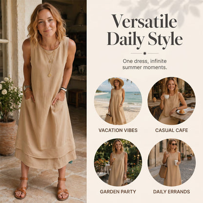 👗☀️Robe d'été sans manches à volants pour femme - Style décontracté et aérien🔥