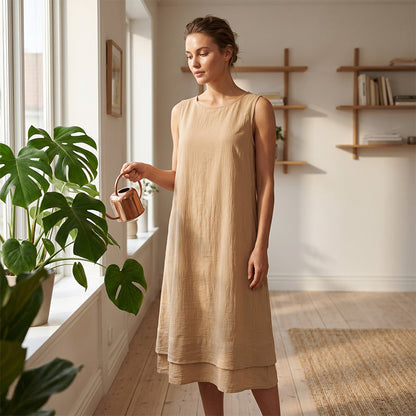 👗☀️Robe d'été sans manches à volants pour femme - Style décontracté et aérien🔥