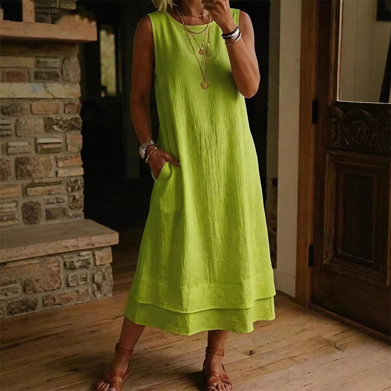 👗☀️Robe d'été sans manches à volants pour femme - Style décontracté et aérien🔥